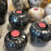 Porte-bougie artisanal en mosaïque 3 pièces noir et argentée